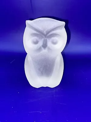 Vintage Frosted Glass Crystal Owl Mid Century Modern Figurine 8cm • $16.16