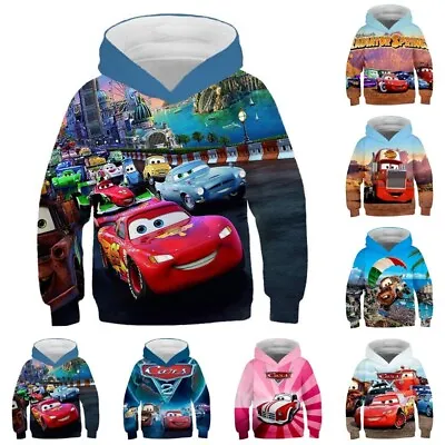 Boys Girls Cars Lightning McQueen Hoodies Sweatershirt Pullover Hooded Top Gifts • £7.69