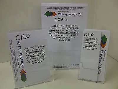 £5.84 • Buy A4 A5 Dl Clear Plastic Leaflet Holder Counter Standing Menu Flyer Display Stands