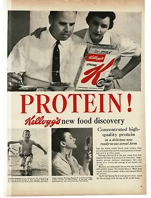 1956 Kellogg's Special K Cereal PROTEIN Vintage Print Ad 2 • $15.30