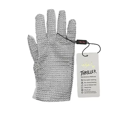 MJ Michael Jackson Gloves For Kids Boys Girls Halloween Silver Sparkle 6-12Years • $29.99