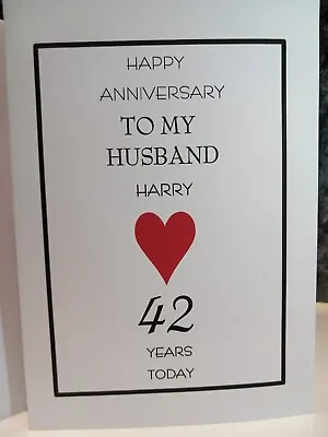 LARGE Personalised Husband Anniversary Card. • £2.95