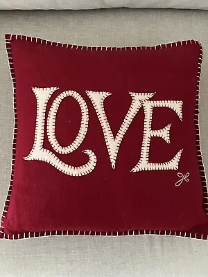 Jan Constantine Red Love Cushion Hand Embroidered • £28