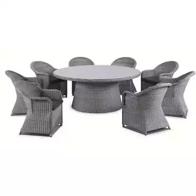 NEW Plantation 8 Seater Outdoor Wicker Round Patio Dining Table + Chairs Setting • $4499