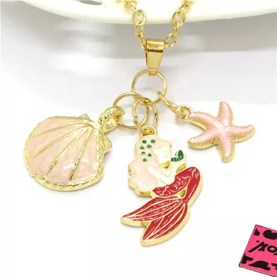 New Fashion Pink Enamel Shell Mermaid Starfish Women Pendant Sweater Necklace • $3.95