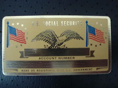 VINTAGE METAL SOCIAL SECURITY CARD (50's 60's)--USA Flag & Eagle New-Mint • $5.99