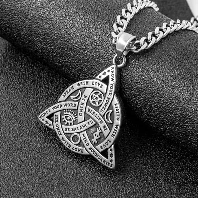 Men Stainless Steel Triple Goddess Necklace Celtic Knot Irish Christian Pendant • $11.99