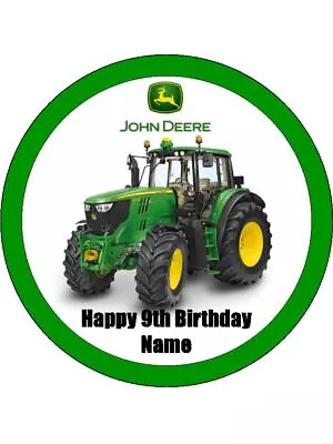 John Deere Tractor Cake Topper Edible Wafer 19cm Cake & Cupcake Decorations #03 • $6.49