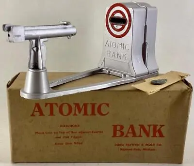 Vintage 50's Duro ATOMIC BANK W/Box & Key 15pix • $89.99