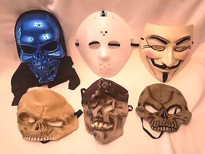 Lot Of 6 Latex/Plastic Masks: Alien V For Vendetta Goalie Pirate Skull/Skulls • $10.69