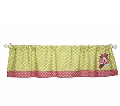 $11.75 • Buy Disney Minnie Mouse Petal Perfect Window Valance Curtain Green Polka Dot NEW