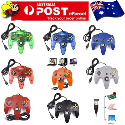 For Windows PC Linux Raspberry Pi Wired N64 USB Controller Gamepad Joystick AU • $22.79