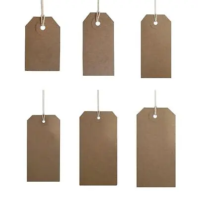 100 X Card Gift Tags Strung Brown Buff Wedding Name Cards Present Labels Luggage • £4.09