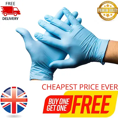 100 DISPOSABLE NITRILE GLOVES BLUE POWDER FREE BLUE Medical Food XSMALL/S/M/L/XL • £0.99