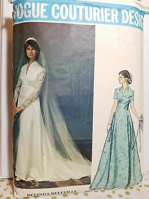 Rare Vintage Vogue Couturier Design Sewing Pattern 1156 Bellville 1970s Wedding • $16.95