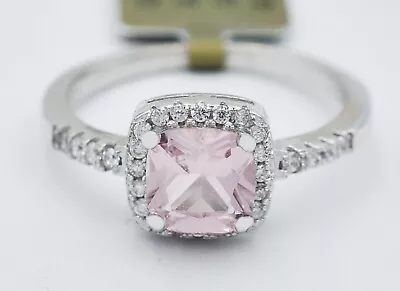 GENUINE 0.93 Cts MORGANITE & WHITE SAPPHIRE RING  .925 SILVER - New With Tag • $0.99