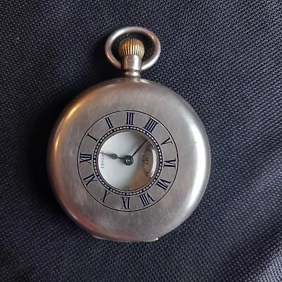 J W Benson Solid Silver Swiss Made Half Hunter Pocket Watch Working • £320