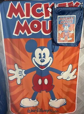 Classic Mickey Mouse Walt Disney World Cinch Sack & Fleece Blanket Big 60  X 38  • £18.99