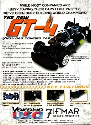 Yokomo RC GT-4 Touring Car Print Ad Ephemera Wall Decor • $17.99