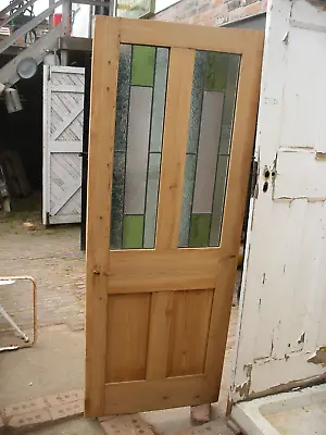 £550 • Buy Reclaimed Victorian Stripped Pine, Stained Glass 4 Panel Door