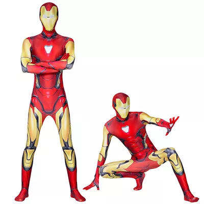 Iron Man Cosplay Costume Avengers Outfit Jumpsuit Boys Men Superhero Fancy Dress • £18.16