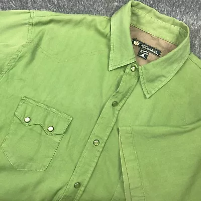 Duke Kahanamoku Mens Medium Short Sleeve Bamboo Blend Button Up Green Pearl Snap • $29.95