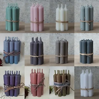 10 SHORT Dinner Candles 11cmx2cm Grey Pink White Green Coal Blue Linen Red Mixed • £9.35