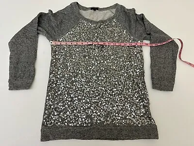 MED JCREW COLLECTION X Jenna Lyons Sweatshirt Gray Sequined Front USED • $29.99