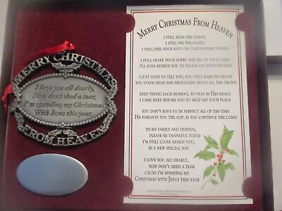 Merry Christmas From Heaven Pewter Ornament Loved One Memorial Tree Decoration • $18