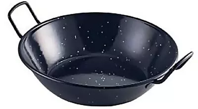 Enamel Karai Wok Heavy Duty Frying Kadhai Kadai Karahi Dish Pan Black Original • £9.49