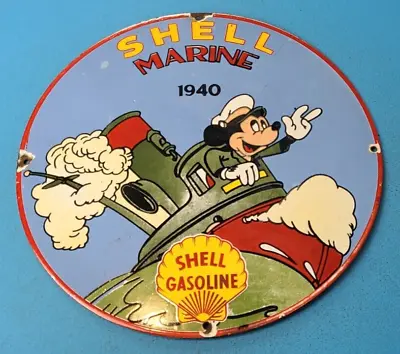 $120.47 • Buy Vintage Shell Gasoline Porcelain Mickey Mouse Gas Marine Service Pump Plate Sign