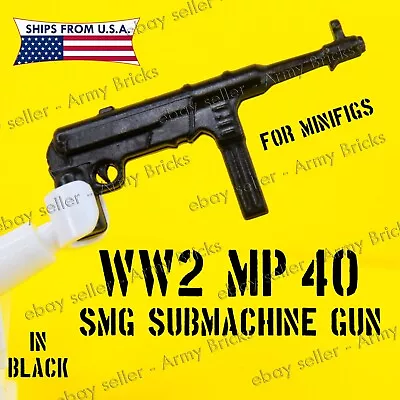 WW2 WWII German MP 40 SMG Gun - CUSTOM Brick Weapons Gun For Minifigures Bl • $2.56