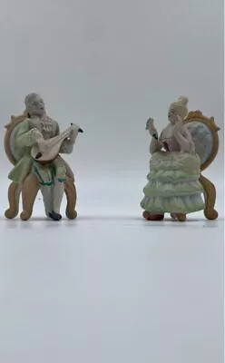 Vintage Multicolor Ceramic Art Decorative Lady & Man Figurines Lot Of 2 • $9.99