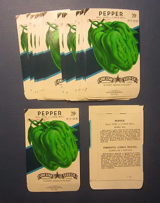 Wholesale Lot Of 25 Old Vintage - PEPPER - Green BELL - SEED PACKETS - Empty • £9.49