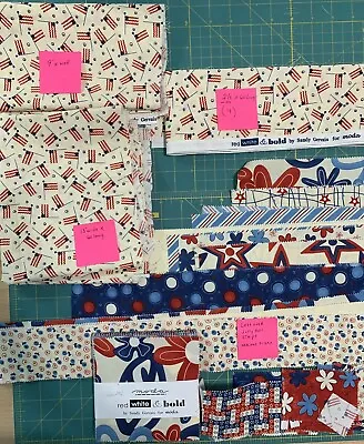 Red White & Bold Sandy Gervais Moda Charm Pack Jellyroll Strips & Yardage Scraps • $19.50