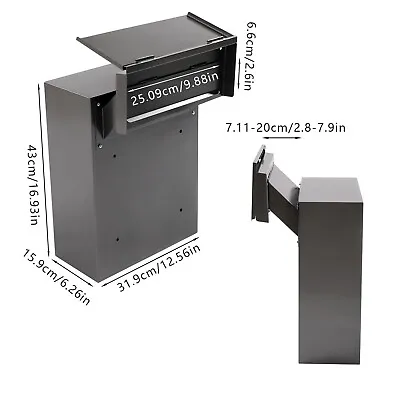 Heavy Duty Through The Door Locking Drop Box Safe Locking Deposit Drop Box Grey • $69.34