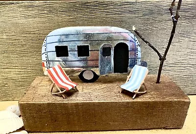 Shoeless Joe Retro Aluminium Caravan With Deck-chairs Camping Twig Tree Holiday • £12.95