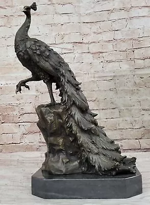 Milo Peacock Bird Figurine Sculpture Bronze Art Feng Shui Collectible Lost Wax • $449.50