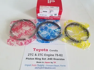 Toyota Corolla 2TC 78-79 & 3TC 80-82 +.040 Oversize Piston Ring Set  TP  Japan • $118.64