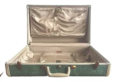 VINTAGE 1950's 21 1/4 X 13 1/4  X 7 3/4  SAMSONITE GREEN MARBLED LUGGAGE 5121. • $20