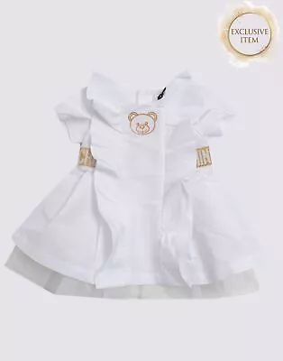 RRP€229 MOSCHINO BABY Trapeze Dress Size 3-6M Embroidered Teddy Bear Lame Effect • $2.74