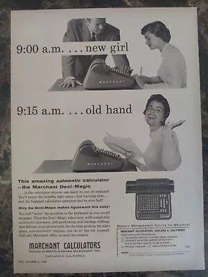 Marchant Calculators Office Girl Secretary Smith-Corona 1958 Vintage Print Ad • $7.99