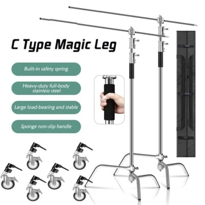 2PCS Studio Heavy Duty C Stand Light Century Boom Arm Grip Stainless Steel 3.3m • $355