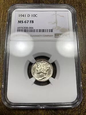 (F#9) 1941-D NGC MS67 FB Mercury Dime 10c • $39