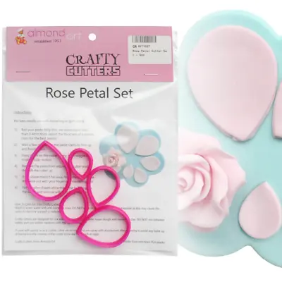 Rose Petal Icing Cutter Set 5/pc Cake Decorating Crafting • £4.75