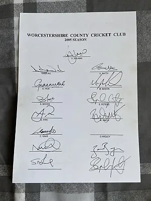 £14.99 • Buy Hand Signed Worcestershire Ccc Cricket Team Sheet
