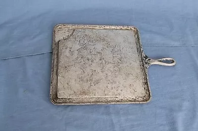 Vintage Cast Aluminum Grill Griddle Skillet  Square Grease Collecting Rim • $8.99