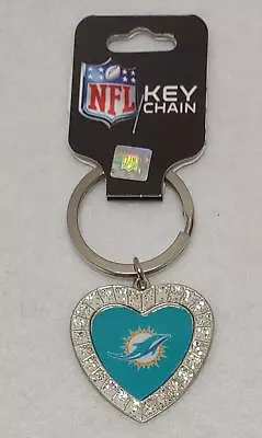 Miami Dolphins NFL Licensed  Heart-shaped Rhinestone Keychain • $10.99