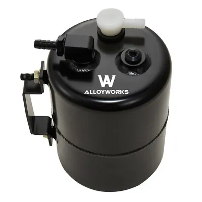 Black Aluminum Alloy Brake Vacuum Reservoir Tank Can W/ Mounts & Fittings • $59