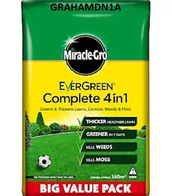 MIRACLE GRO Lawn Care FEED Weed And Moss Killer Bag 360sqm Complete 4-in-1 • £29.98
